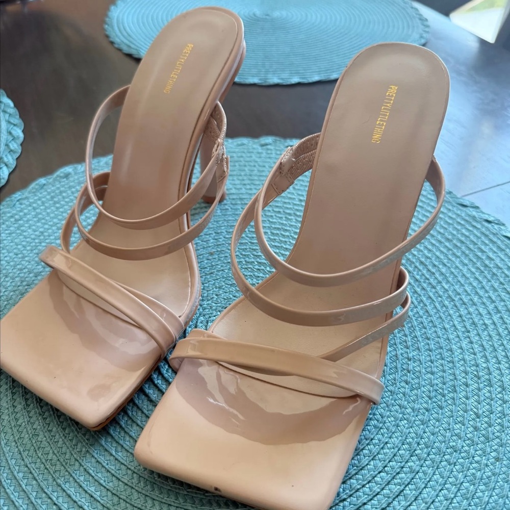PrettyLittleThing Beige Strappy Heels
